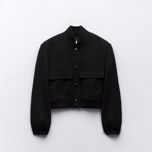 Zara Maxi Bomber Jacket Black